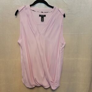 WHBM Lt. Pink/Orchid Silk Surplice Sleeveless Blouse w/ Epaulet Detail - Sz. XL